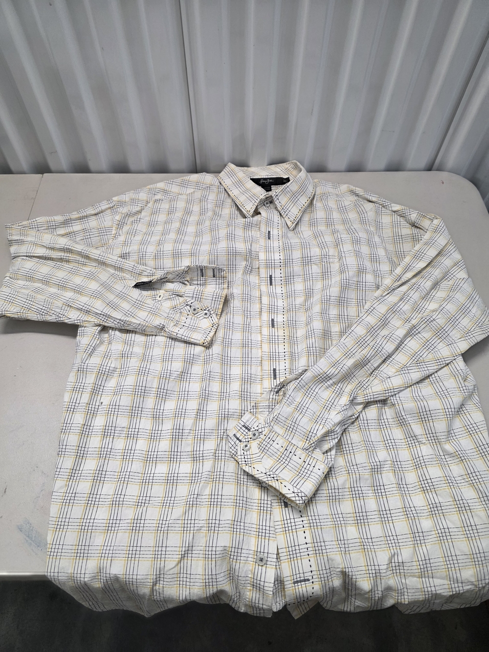 Sean John Button Up Shirt Men's Size 3XLT Small Hole In Front